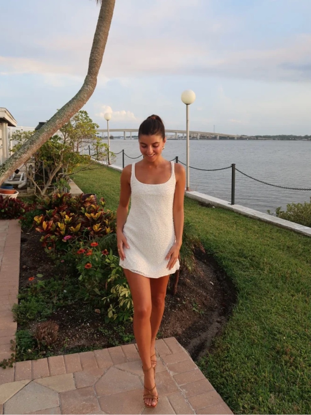 NWT Abercrombie & Fitch Embellished Scoopneck Mini Dress in White size MP